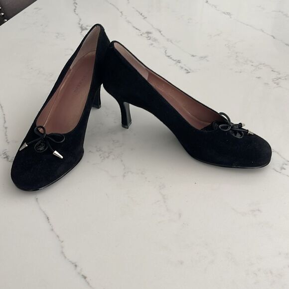 Enzo Angiolini black leather tie Bow heel size 7.5 - Picture 3 of 5